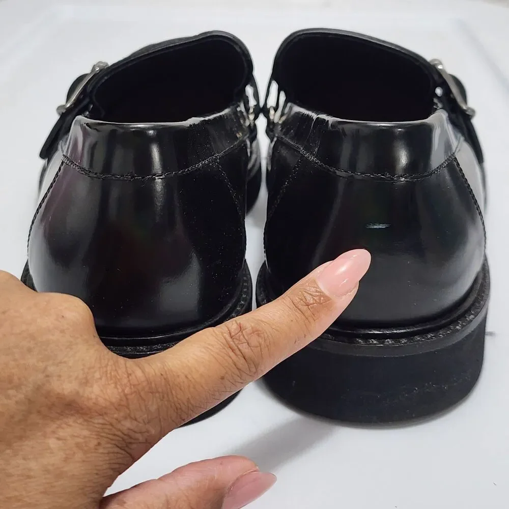 Geox Patrick Cox glossy black leather monk-strap Hybrid Dress loafers US13 EU46